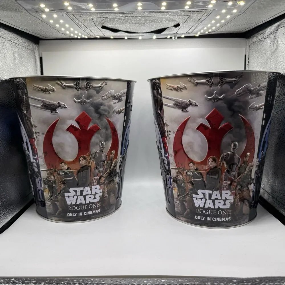 Disney Star Wars Rogue One Promotional Movie Metal Tin Popcorn Bucket Lot Of 3